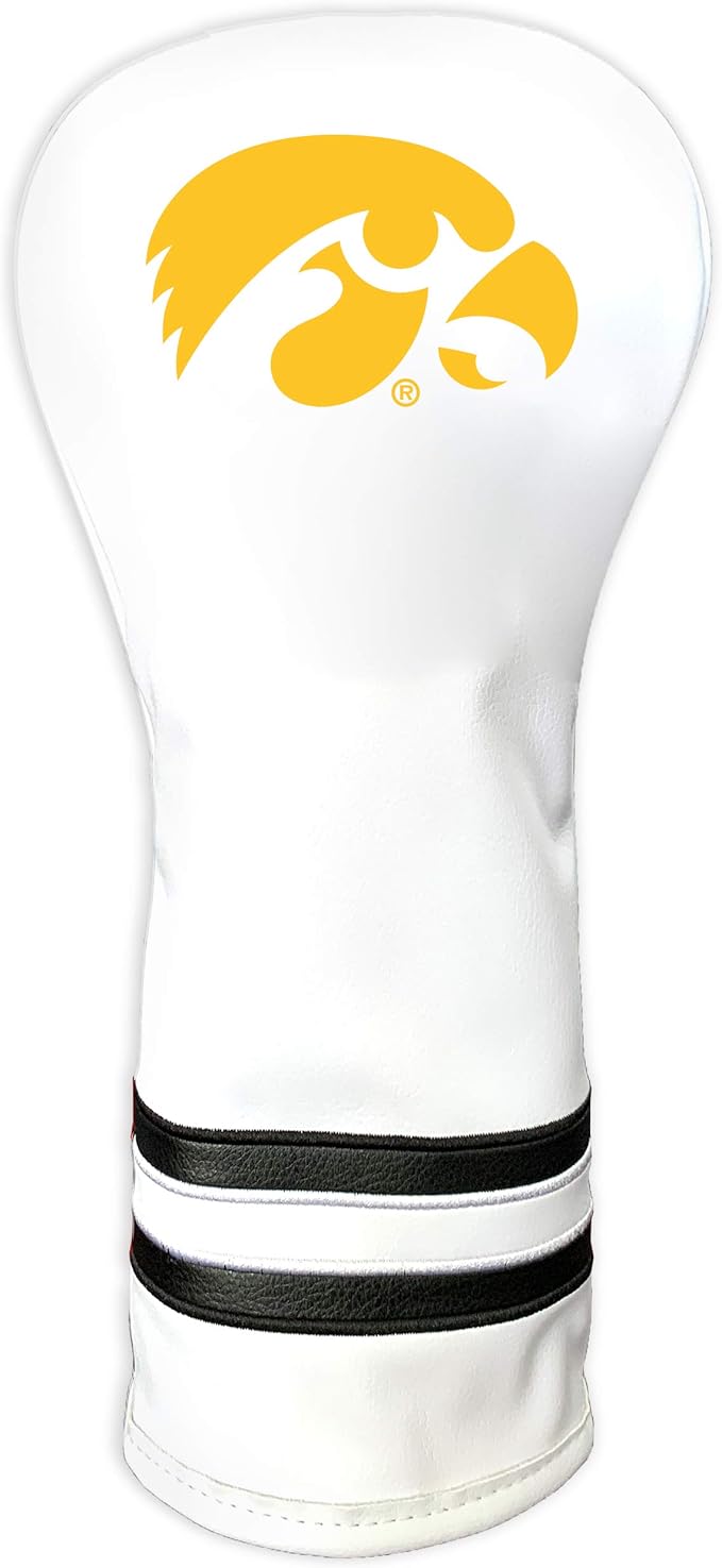 Team Golf NCAA White Vintage Fairway Golf Club Headcover, Form Fitting Design, Retro Design