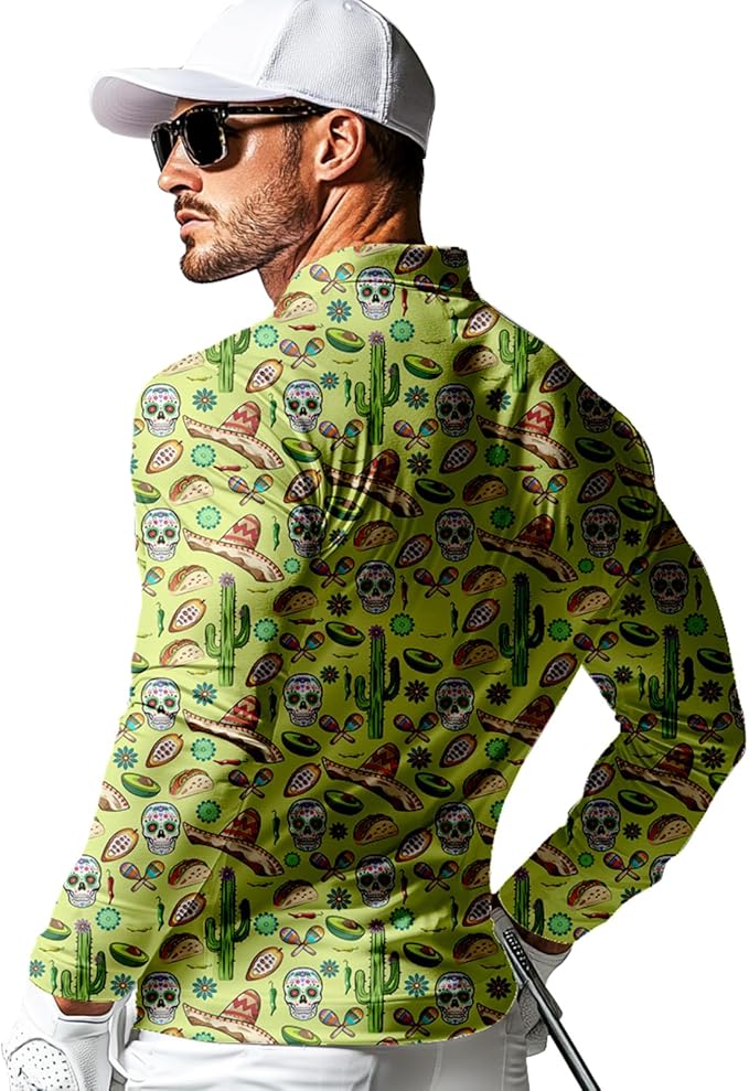 Men's Long Sleeve Golf Shirt Quick Dry 3 Button Work Fishing Outdoor Casual Collar Shirt