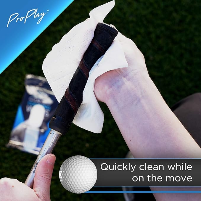 ProPlay Club Grip Cleaning Wipes | Powerful Cleaner Removes Grime, Dirt, and Sweat | Restore Tackiness of Golf Club Grips | Convenient, Resealable Pack - Unscented 8 Pack