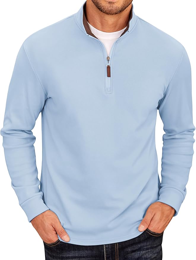 COOFANDY Men's Fleece Quarter Zip Pullover Long Sleeve Mock Neck Sweatshirt
