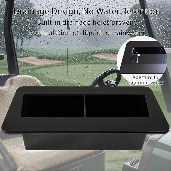 Golf Cart Phone & Wallet Holder for Evolution D5 Maverick and Ranger Models，Removable Divider & Drain Hole，Golf Ball Holder Replacement，Evolution Golf Cart Accessories, Black