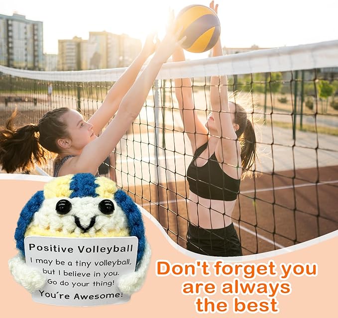 Mini Volleyball Ball Birthday Gifts for Men Women Volleyball Players,Funny Crochet Gifts for Volleyballs Lovers, Emotional Support Crochet