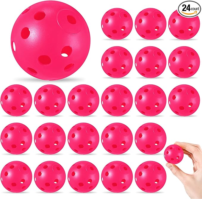 24 Pack Practice Golf Balls 42 mm Limited Flight Plastic Golf Training Airflow Hollow Ball for Driving Range Swing Practice Backyard Indoor Outdoor Home