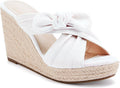 Womens Espadrilles Wedge Sandals Slides Platform Slip on Bow Knot Open Toe Summer Mules Shoes