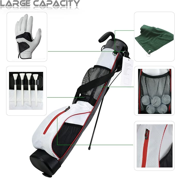 Golf Stand Bag, Lightweight Mini Golf Sunday Bag with Rain Cover and Removable Padded Shoulder Strap, 2 Model Options -2 Way Divider and 4 Way Divider, Waterproof Wear-Resistant Durable Fabric Golf Bag for Women and Men