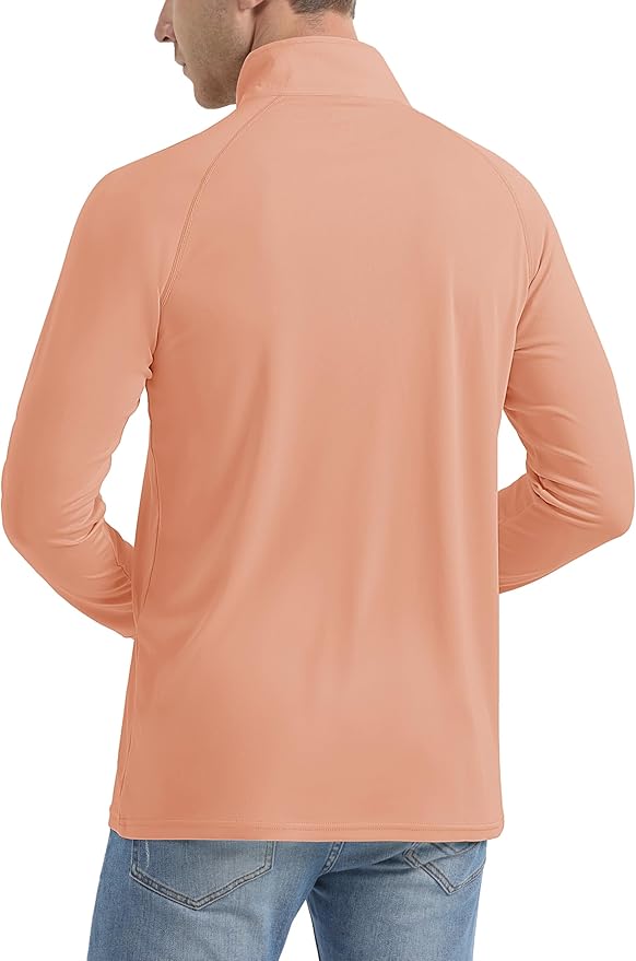 MAGCOMSEN Men's Long Sleeve Sun Shirts UPF 50+ Tees 1/4 Zip Up Fishing Running Rash Guard T-Shirts Outdoor Shirt