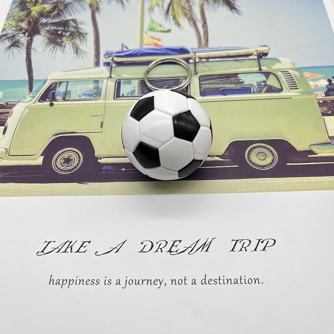 Mini 3D Soccer Sports Fan Keychains Birthday Backpack Pendant for Friend - Car Keychain Men's Toy Cool Football Gifts