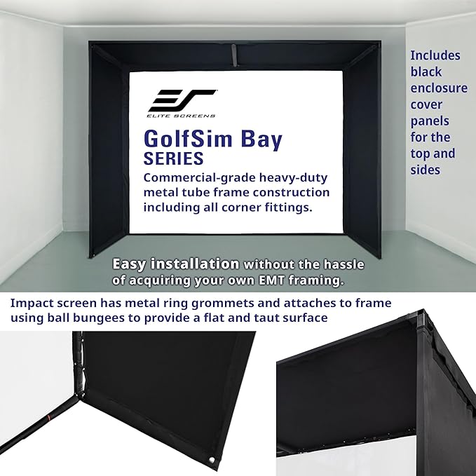 Elite Screens Golf Simulator Impact Screen 13 ft x 10 ft – Enclosed Golf Hitting Screen for Training & Multi-Sport Simulation, GolfSim Bay, GSB13X10-IPW1145