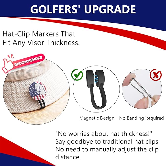 Funny Patriotic Golf Ball Marker with Magnetic Hat Clip - Golf Accessories Golf Gadgets for Golfers Golf Lovers