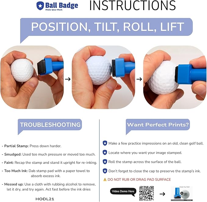 Ball Badge - Golf Ball Stamp (The Icon Series), Golf Ball Marker, Reusable Golf Ball Marking Tool to Identify Golf Balls