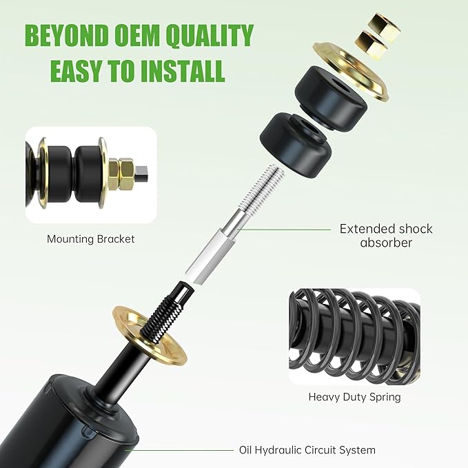 10L0L Heavy Duty Coil Springs Front/Rear Shock Absorber Kit for EZGO TXT, Medalist 1994-up Gas or Electric Golf Cart, OEM# 70928-G01 70630-G01 76418-G01 (Black)