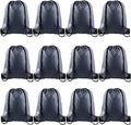 KUUQA 12 Pcs Drawstring Backpack Bags Bulk Gray Drawstring Bag Foldable Gym Bag Sports Cinch Sack String Backpack Storage Bags for Women Men Shopping Gym Travel Sports
