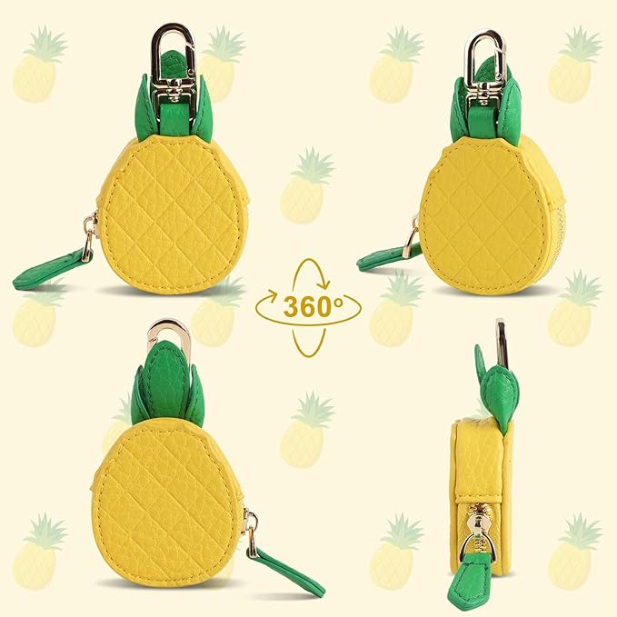 XSUIOY Orange Fruit Coin Purse Keychain Bag Charm, Mini Leather Coin Purse & Pouch Airtag Holder Keychain, Kawaii Bag Charms for Handbag, Tote, Keys, Airtag, Gifts for Girls & Women