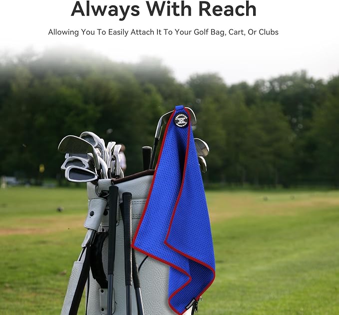 Magnetic Golf Towel with Clip and Cleaning Pocket -Premium Ultra Absorbent and sandfree Waffle Weave Microfiber Towel-Golf Accessories for Golf Bags, Carts or Clubs 16"*16“