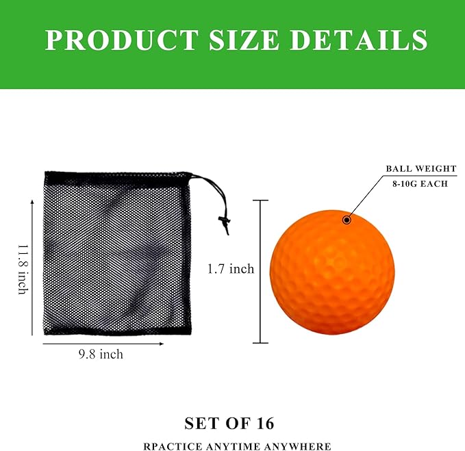 Foam Golf Practice Balls 16 or 54 Pack Soft Limited Flight Golf Balls, Perfect for Indoor and Backyard Swing Practice!…
