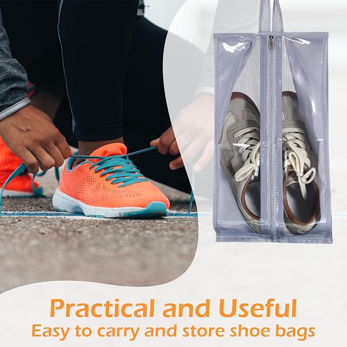 Windyun 20 Pcs Shoe Bags for Travel Waterproof Sneaker Bag Multi Color Shoe Carrier with Zipper Portable Shoe Pouch for Men Women