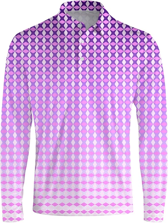 Men's Long Sleeve Golf Shirt Quick Dry 3 Button Work Fishing Outdoor Casual Collar Shirt