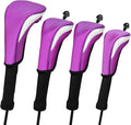 Golf Head Covers, 4pcs Golf Club Covers for Driver Fairway and Hybrid, Nylon Golf Club Head Covers for Men Women with Interchangeable Tags