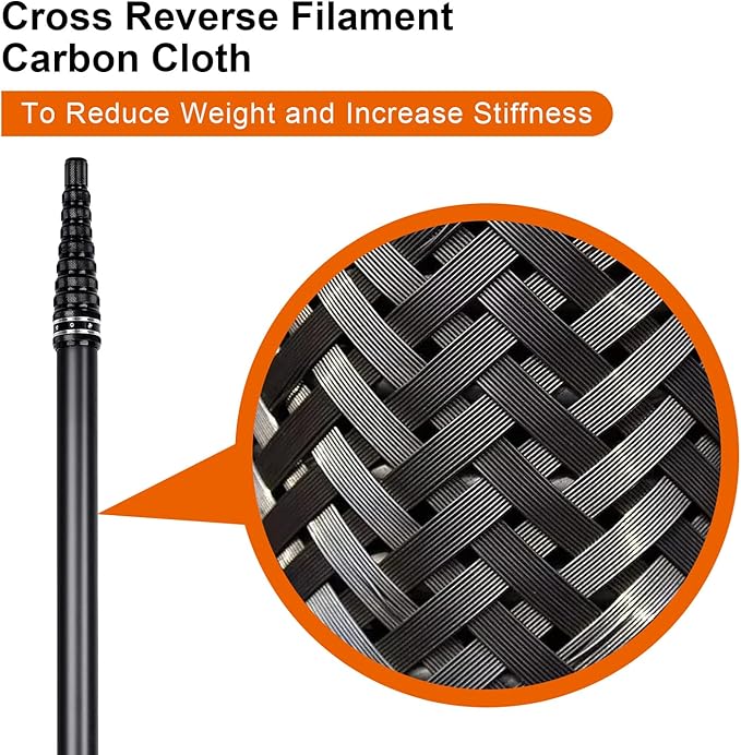 Carbon Fiber Disc Golf Retriever Pole Telescoping Disc Golf Retriever Telescopic Disc Golf Tool with Hook Retrieving Device for Outdoor Sports 13FT