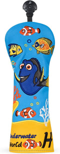 Golf Club Head Covers, Underwater World Driver Headcover Hybrid Headcover Fairway Wood Head Covers Magnetic Blade Putter Cover with Interchangeable Tags for All Brand