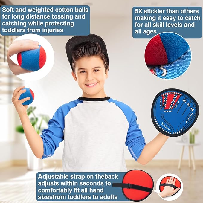Toss and Catch Ball Game, Kids Toddler Baseball Glove & Catch Ball Toys, Kids Outdoor Games for Family, Toys for Beach Yard Outside, Birthday Christmas Gift for Ages 3 4 5 6 7 8-12 Year Old Boys Girl