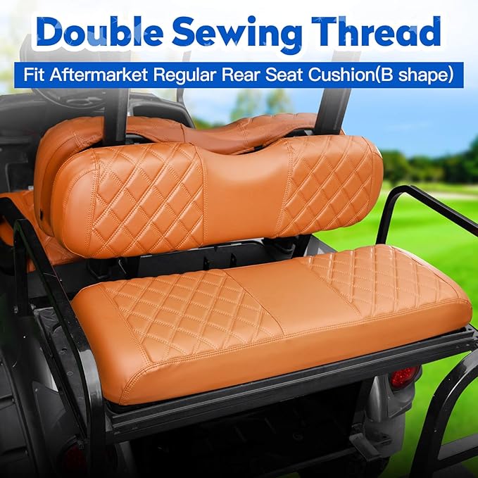 NOKINS 4PCS Golf Cart Seat Covers Kit, Front and Rear Seat Covers Fits YAMAHA/G29/Drive2 Standard Seat Cushion, Yamaha Vinyl Diamond Replacement Seat Covers, No Stapler(All Brown)
