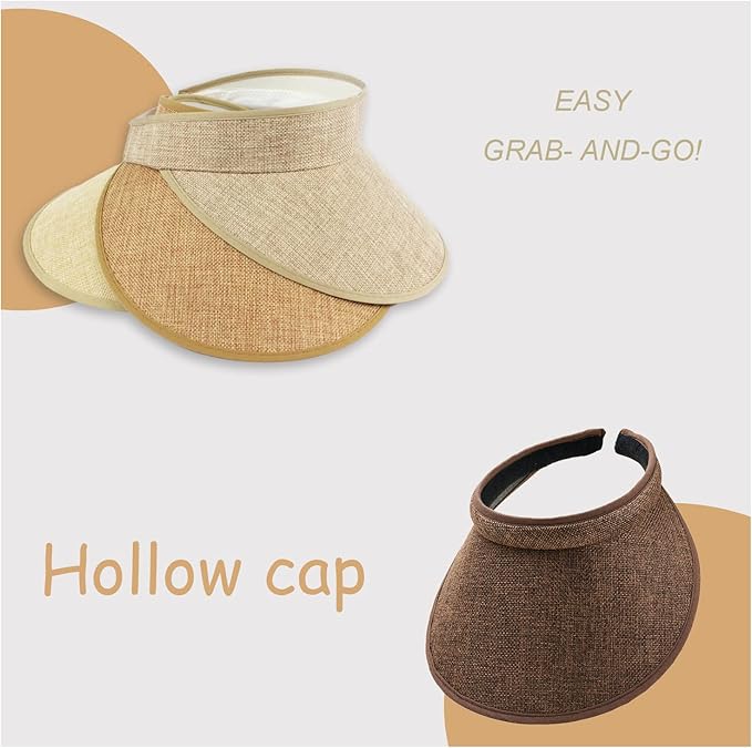 Cloth Covered Slip-On Visor for Women, Adjustable Cap Sports Sun Visors for Men