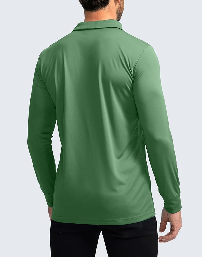 Men's Polo Shirt Long Sleeve Golf Shirts Lightweight UPF 50+ Sun Protection Cool Shirts for Men Work Fishing Outdoor