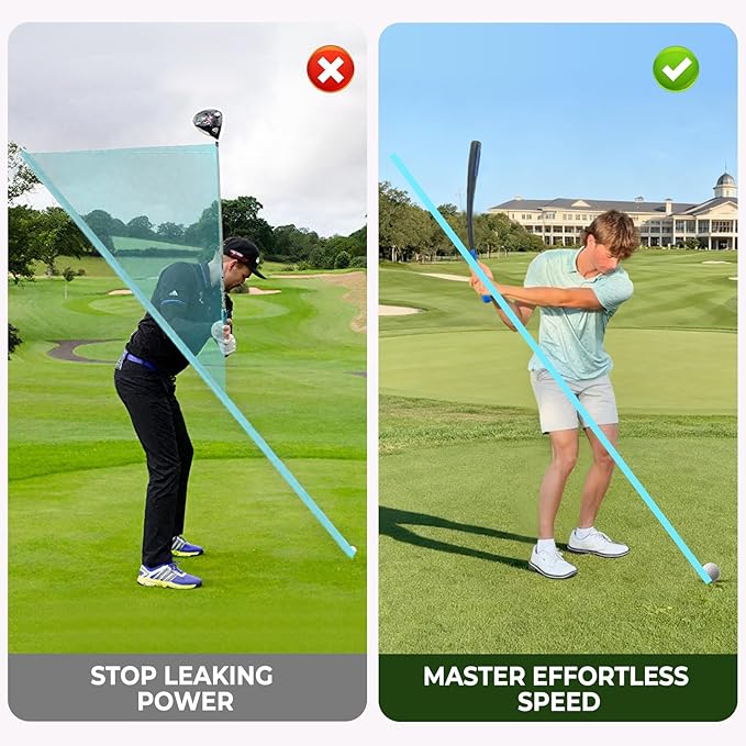 Golf Swing Trainer Aid for Power & Driving Distance | Flexible Weighted Golf Training Aid Improves Balance, Strength, Tempo, Rhythm & Lag Golf Warmup Practice Stick