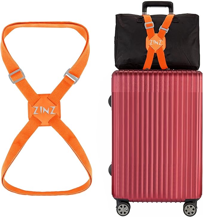 ZINZ Luggage Strap, High Elastic Suitcase Belt Adjustable Bag Bungees for Easier Travel，Orange