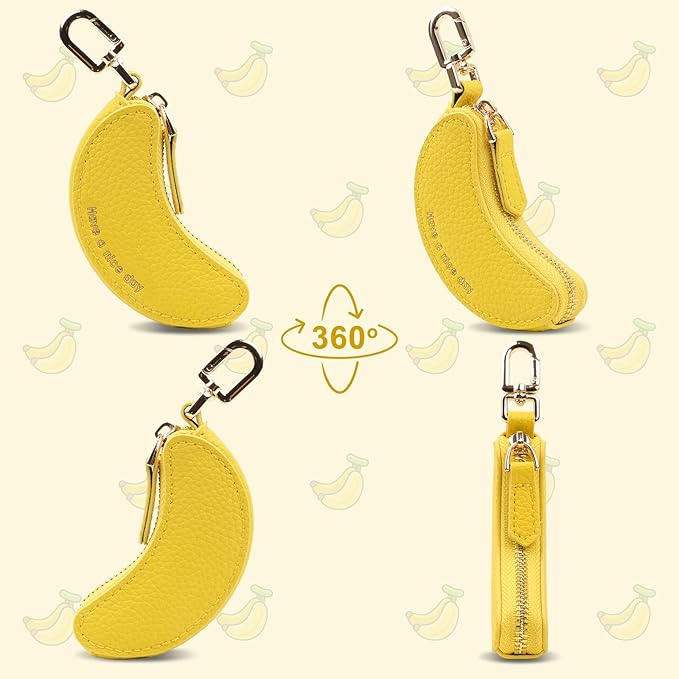 XSUIOY Orange Fruit Coin Purse Keychain Bag Charm, Mini Leather Coin Purse & Pouch Airtag Holder Keychain, Kawaii Bag Charms for Handbag, Tote, Keys, Airtag, Gifts for Girls & Women
