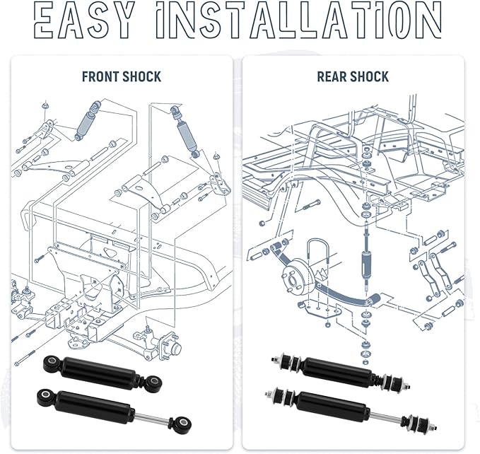 4 PCS Golf Cart Front and Rear Shock Absorbers Kit for Club Car DS G&E 1988-up, Precedent G&E 2004-up, Replaces OEM 1014235, 1014236, 1010991, 1015813,1014236