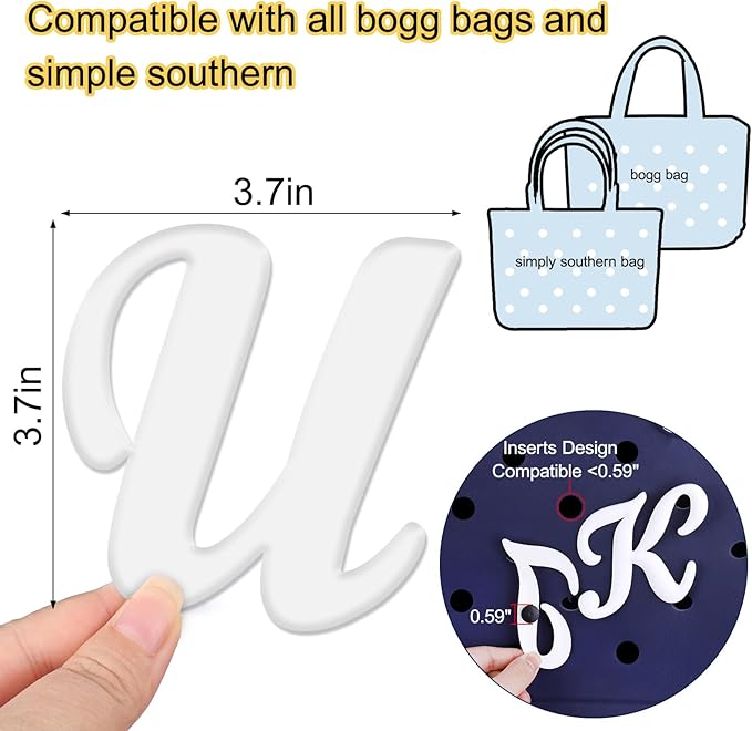 Mity rain Letter Charms for Bogg Bag，Alphabet Lettering Accessories Charms Compatible with Bogg Bag Original All Models, Insert Decorative Letter for Handbag Beach Tote Bag U