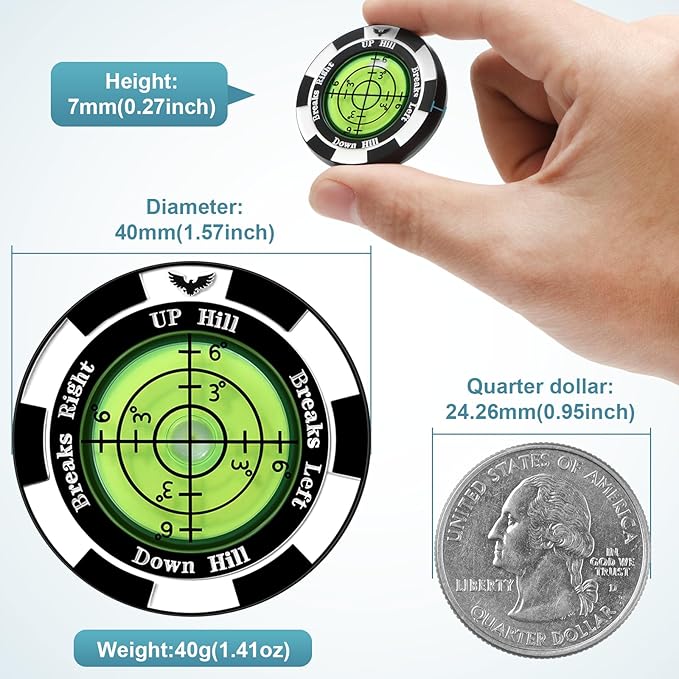 SlopeVision Pro Golf Green Reader with Hat Clip, Horizontal Bubble Level & Golf Ball Marker – High Precision Green Reading Aid, Ideal Golf Gift for Men & Women