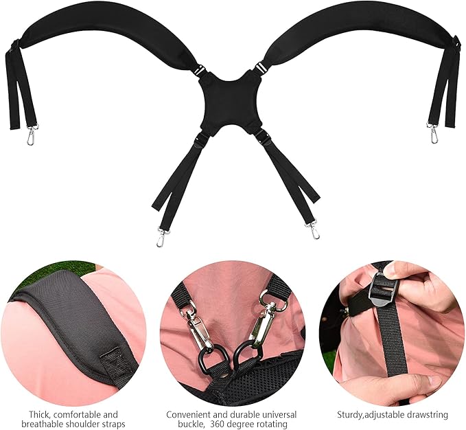 mytag Golf Bag Cross Straps Replacement with 4 Clips, Adjustable Universal Shoulder Carry Straps for Taylormade OGIO