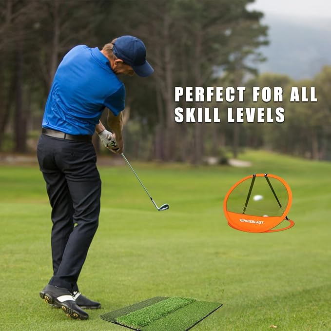 Professinoal Golf Chipping Net with Golf Hitting Mat,12 Practice Foam Balls and 2 Pixing Pins, for Indoor and Outdoor Target Chipping Training