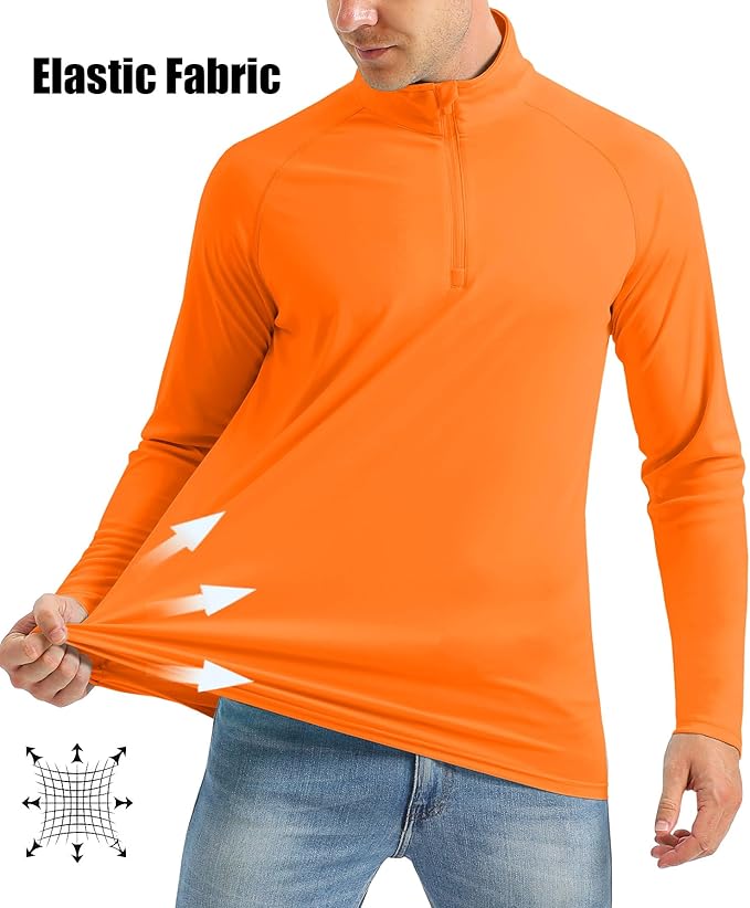 MAGCOMSEN Men's Long Sleeve Sun Shirts UPF 50+ Tees 1/4 Zip Up Fishing Running Rash Guard T-Shirts Outdoor Shirt
