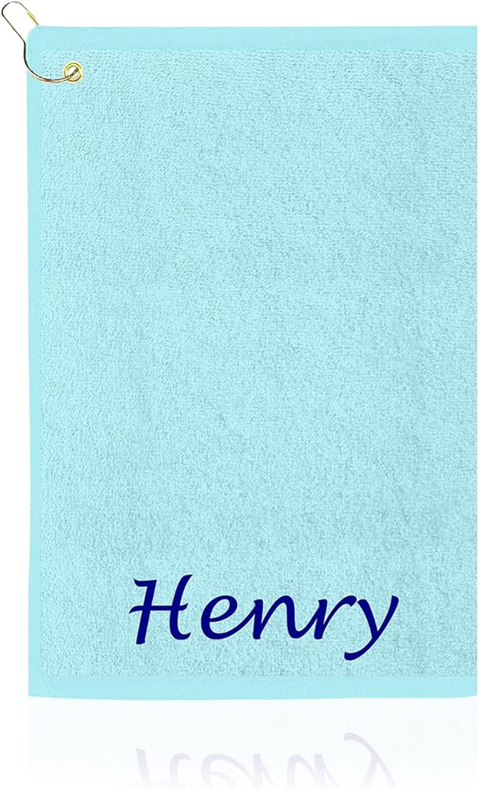 Personalized Passion Golf Towel with Embroidered Name - 16"x26" Custom Golf Towels with Clip - Soft & Highly Absorbent Plush Velour - Easily Wipes Away Sweat and Dirt - Gift for Golfers - Turquoise