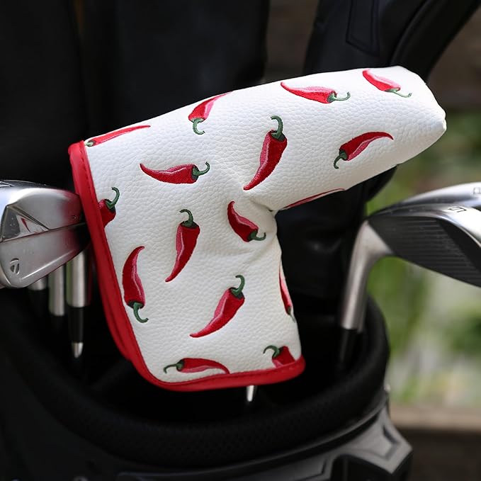 Golf Club Headcover, Premium Leather Embroidery Mallet Putter Cover Blade Head Covers, Stylish Golf Accessories, Great Golf Gifts for Men and Women Golfers
