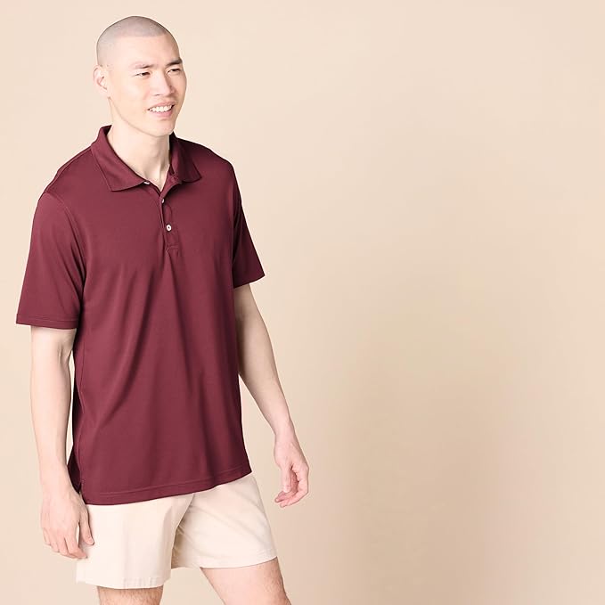 Amazon Essentials Mens Golf Polo Shirt, Moisture-Wicking Quick Dry, Short Sleeve