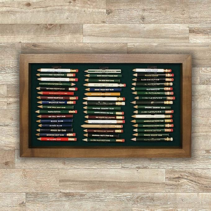 Eureka Golf Pencil Display Case | Holds 48 Round or Hexagonal Golf Pencils | Walnut Finish | Made in The USA