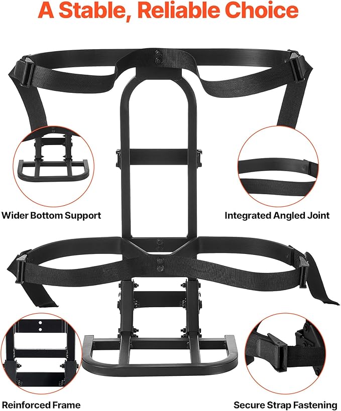 VEVOR Golf Cart Bag Holder, Compatible with Yamaha, EZGO, Club Car Rear Seat Grab Bar, Most Golf Carts, Space-Saving Carbon Steel Bag Holder Bracket, No-Drilling Installation, Black
