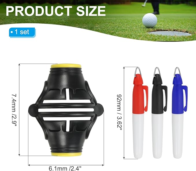 PATIKIL Golf Ball Marker Stencil 360 Degree Triple Track Golf Ball Alignment Marking Tool Line Drawing Marker with Marker Pens for Men Women