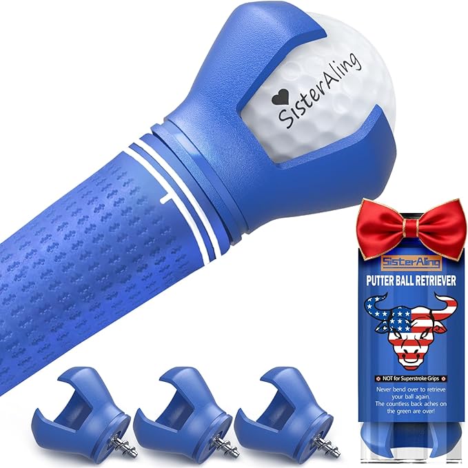 3-Prong Golf Ball Retriever Grabber Pick Up,Back Saver Claw Put On Putter Grip,Suction Cup Ball Grabber,Sucker for Golf Screws Tool