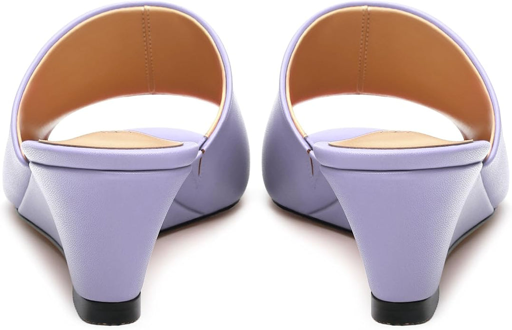 Wedge Sandals for Women Open Toe Wedge Heels Womens Matte High Heel Sandal Round Toe Heeled Wedge Sandals Slip on Casual shoes 2 inch