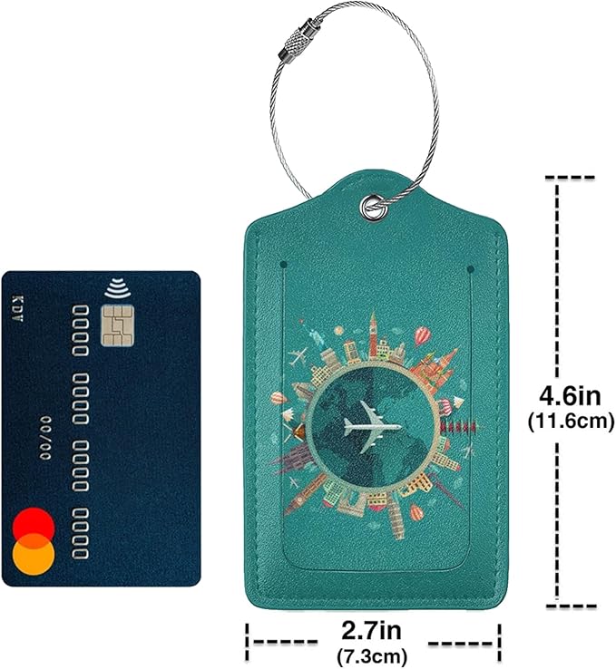 TSA Approved Luggage Tags for Suitcases Go Travel Flight Views 2 Pack Funny Leather Carnival Cruise Airport Cute Travel Name Tags Golf Bag tag Ships Essentials Privacy Cover ID Label for Women Men