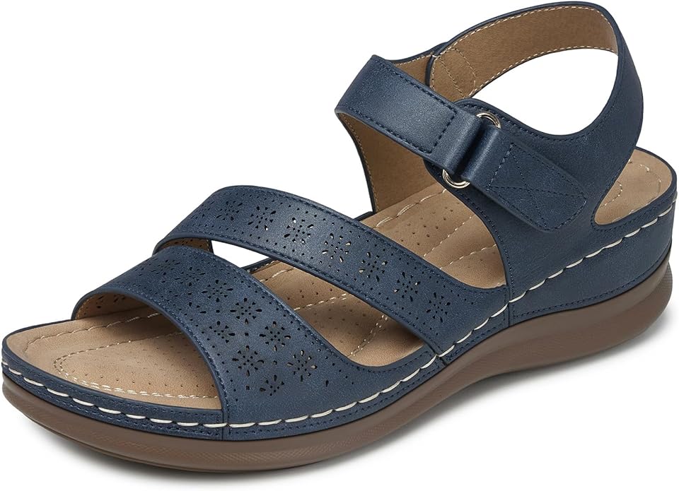 SHIBEVER Women's Wedge Sandals Platform: Comfortable Dressy Arch Support Ankle Strap - Summer Open Toe Women Sandals