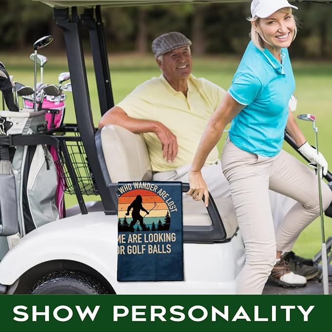 Not All Who Wander are Lost Polyester and Cotton Printed Golf Towel, Funny Golf Accessories for Men Women, Golf-Gifts for GolfFan Dad Grandpa, Golfs Lover Retirement Birthday Gifts