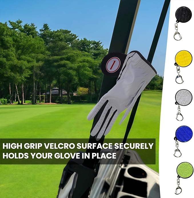 Magnetic Golf Glove Holder Clip – Strong Neodymium Magnet & Grip Pad – Attaches to Golf Cart, Bag or Belt – Keeps Gloves Dry, Fresh & Secure – Hand-Assembled Acrylic Golf Accessory for Men & Women