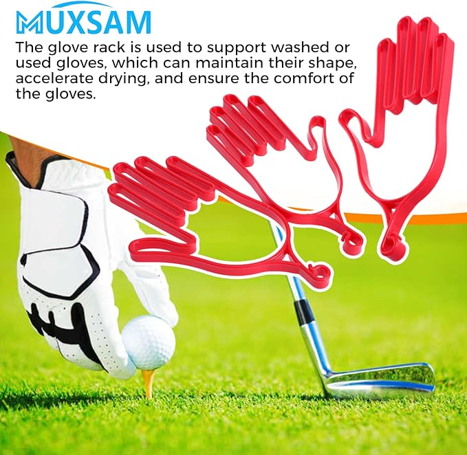 MUXSAM Golf Gloves Stretcher Holder Keeper Hanger Gloves Support Frame Golf Gloves Holder Rack Dryer Shaper Tool Accessories for Golfer Gloves Maintenance(1 Pair 2Pcs)